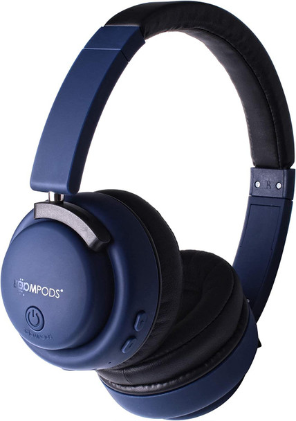 BoomPods Hush Bluetooth Headphones With Integrated Equaliser Settings Blue