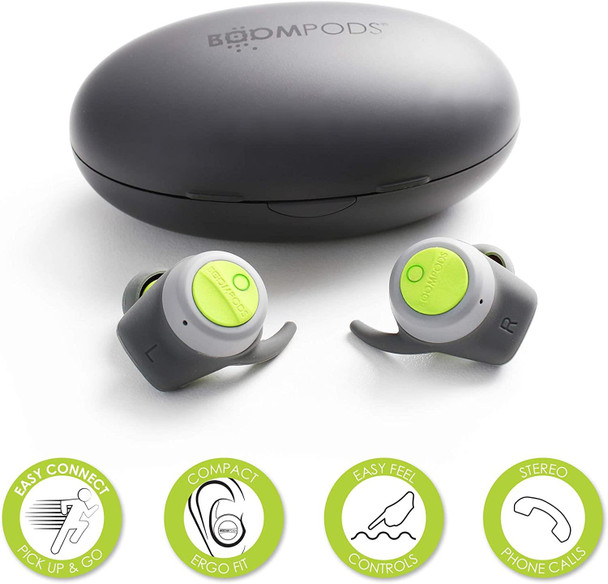 BoomPods BoomBuds True Wireless Bluetooth Sports IPX4 Headphones Green