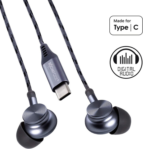 BoomPods Digibuds In Ear Wired Headphones Ice Blue With USB-C
