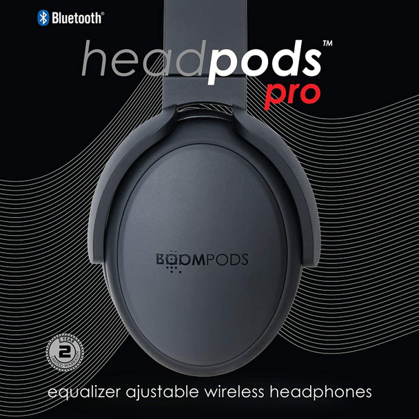 BoomPods Headpods PRO Wireless Bluetooth Over Ear Headphones Black