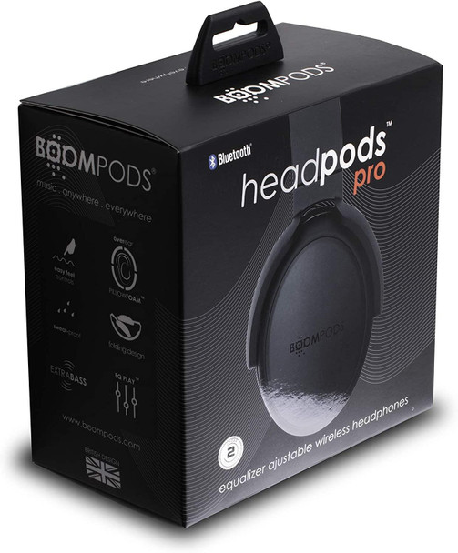 BoomPods Headpods PRO Wireless Bluetooth Over Ear Headphones Black