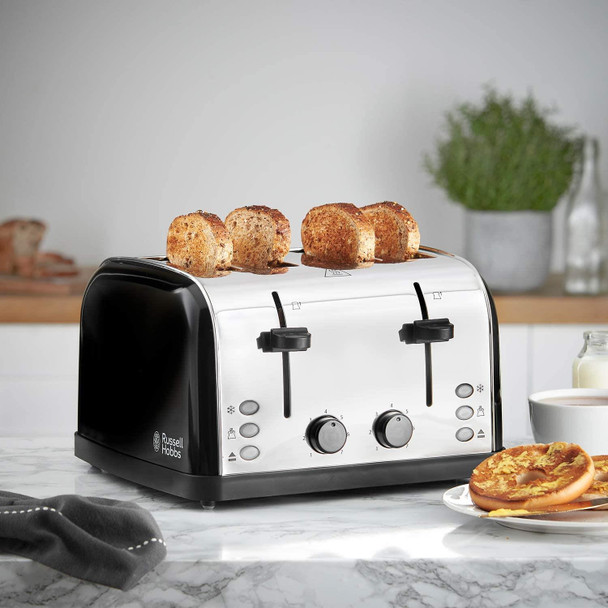 Russell Hobbs 28360 4 Slice Toaster Black & Stainless Steel