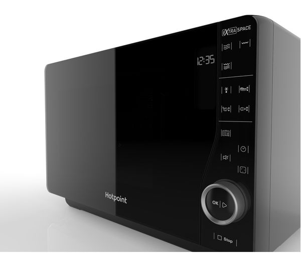 Hotpoint Ultimate Microwave with Grill Black 800W 25L Flatbed Extra Space