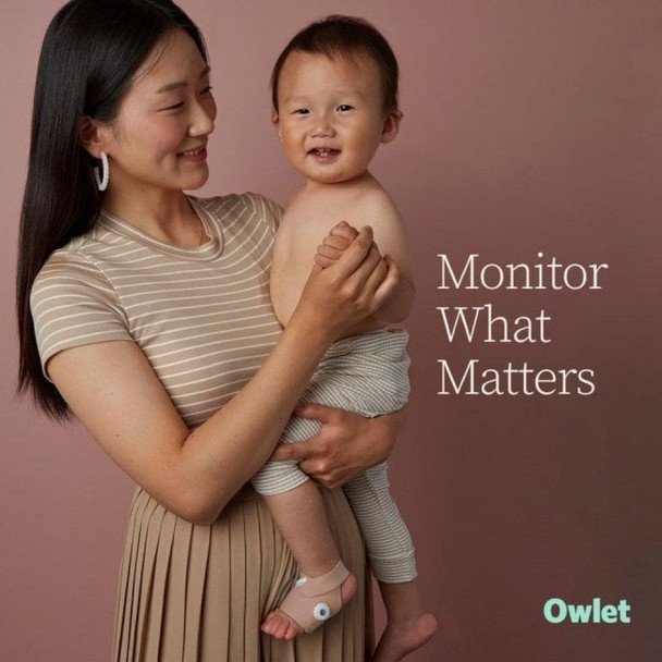 Owlet Smart Sock V3 Baby Heart Rate and Oxygen Level Monitor - Dusty Rose