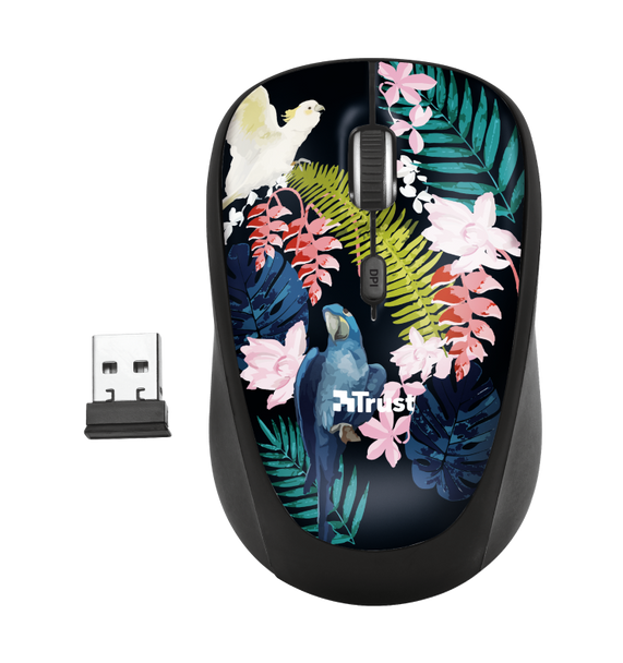 Trust Yvi Compact 2.4GHz Wireless Battery Optical Mouse Ambidextrous Parrot