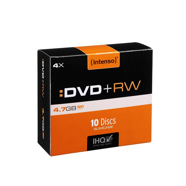 10x Intenso DVD+RW 4.7GB 120min 4x Speed Blank Disks with Slim Cases