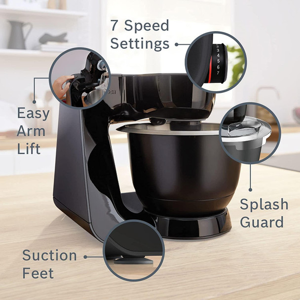 Bosch CreationLine Series 4 3.9 Litre 1000W 7 Speed Stand Mixer Carbon Black