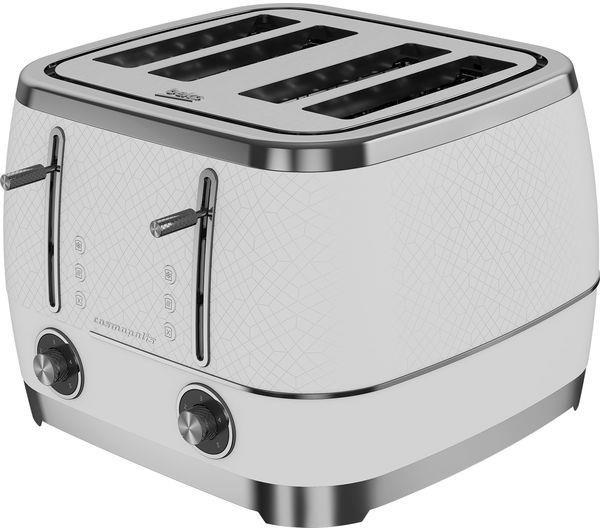 Beko Cosmopolis TAM8402CR 4 Slice Toaster With Defrost & Reheat White & Chrome