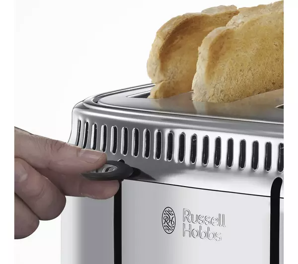 Russell Hobbs Retro 21695 4 Slice Toaster With Defrost & Warming - Silver