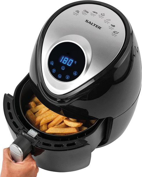 Salter EK4221 Digital Hot Air Fryer Family 4.5L Non Stick Basket 1300W Black