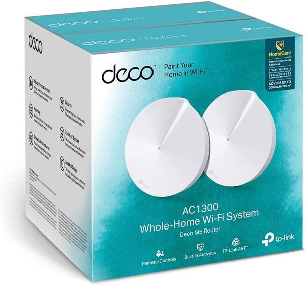 TP-Link Deco M5 Whole Home AC1300 Dual-Band WiFi System Twin Pack