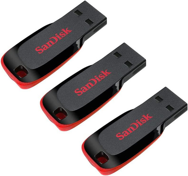 SanDisk Cruzer Blade 32GB USB 2.0 Flash Drive Memory Pen - Triple Pack 3 x 32GB