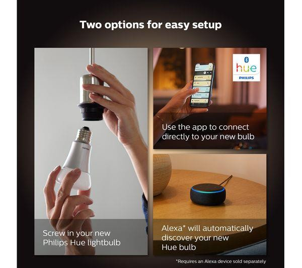 Philips Hue GU10 White Ambiance Smart LED Spotlight with Bluetooth - Twin Pack
