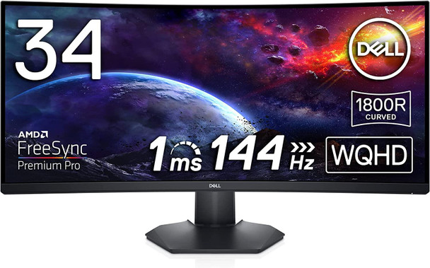 Dell S3422DWG 34" WQHD 3440 x 1440 144Hz Curved VA Gaming Monitor