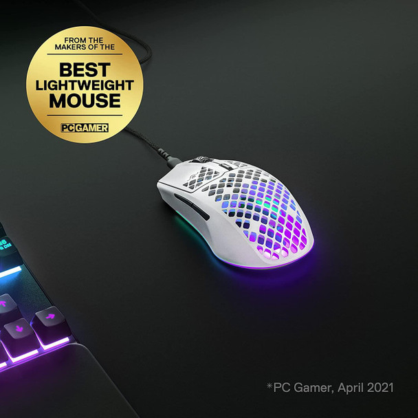 SteelSeries Aerox 3 (2022 Edition) Wired Optical RGB Gaming Mouse Snow White