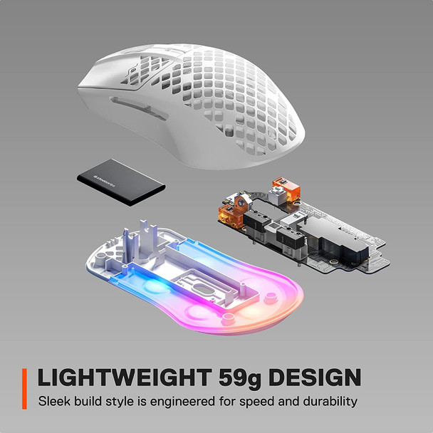SteelSeries Aerox 3 (2022 Edition) Wired Optical RGB Gaming Mouse Snow White