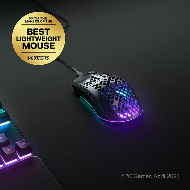 SteelSeries Aerox 3 (2022 Edition) Wired Optical RGB Gaming Mouse Onyx Black