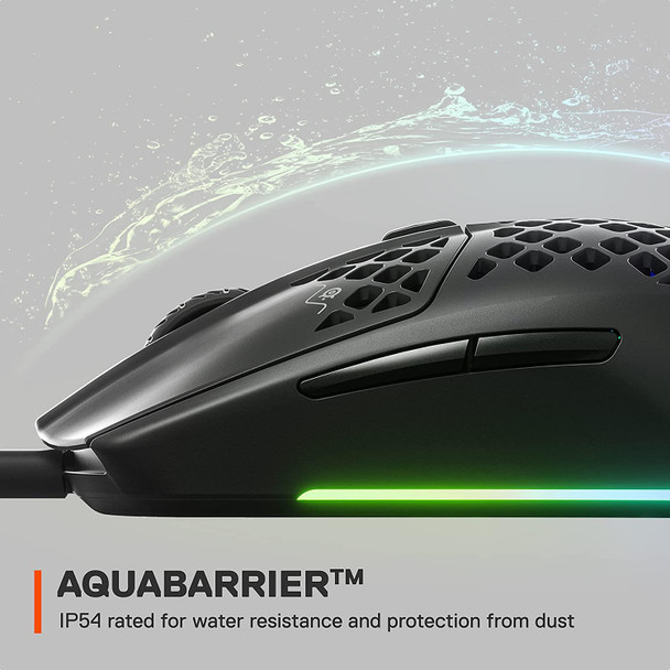 SteelSeries Aerox 3 (2022 Edition) Wired Optical RGB Gaming Mouse Onyx Black