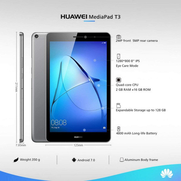 Huawei MediaPad T3 8" HD Google Android 7.0 Tablet 4G LTE (Sim Free Unlocked)