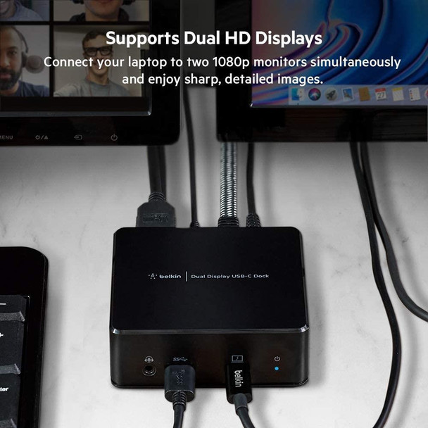 Belkin USB-C 85W Dual Display Docking Station - HDMI USB 3.1 Gigabit Ethernet