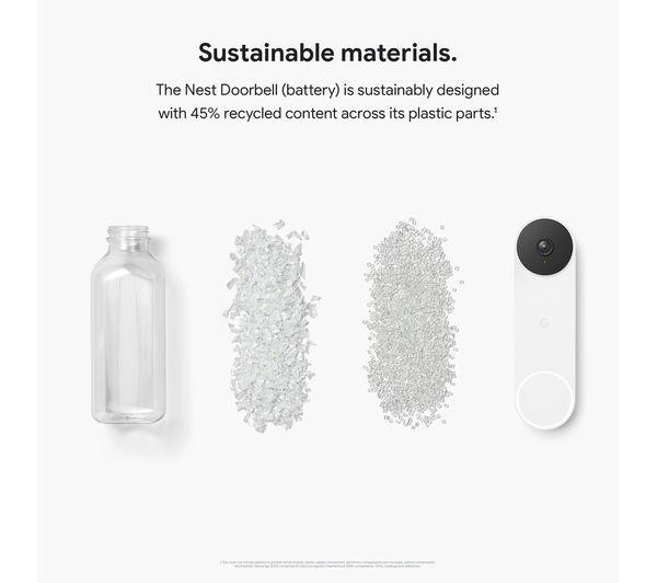 Google Nest Wireless Smart Video Doorbell Rechargeable battery - White