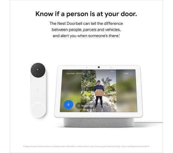 Google Nest Wireless Smart Video Doorbell Rechargeable battery - White