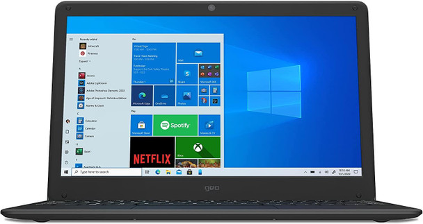 GeoBook 120 12.5" Windows 10 Laptop Intel Celeron N3450 4GB 64GB eMMC Black