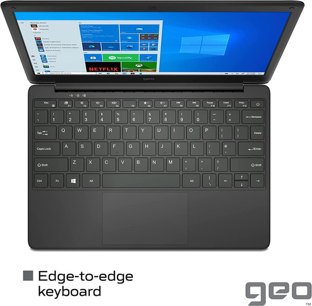 GeoBook 120 12.5" Windows 10 Laptop Intel Celeron N3450 4GB 64GB eMMC Black