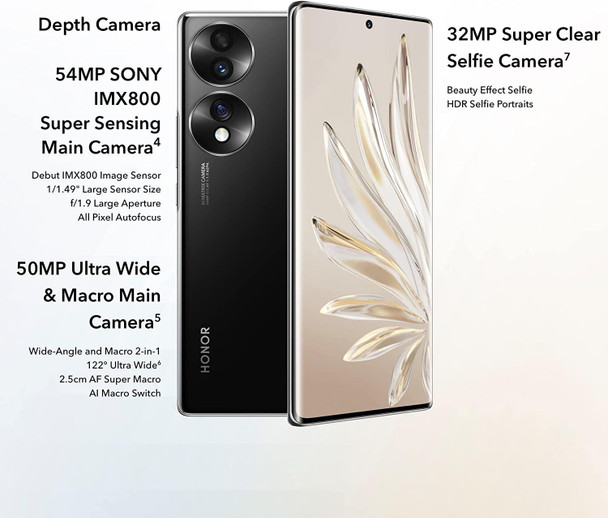 Honor 70 5G 8/128GB Google Android SmartPhone - Midnight Black 5109AJDV