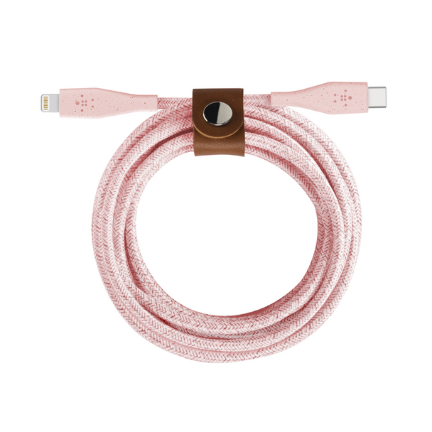Belkin BoostCharge 10ft 3m USB-C With Lightning Connector & Strap Apple iPhone Pink