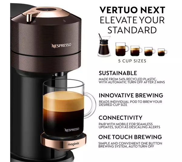 NESPRESSO by Magimix Vertuo Next 11712 Pod Coffee Machine & Milk Frother