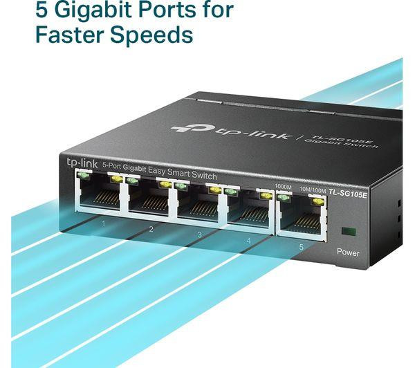 TP-LINK TL-SG105E Gigabit Ethernet (Up to 1000Mbps) Network Switch - 5 port