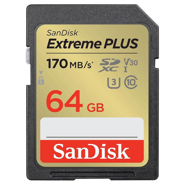 SanDisk 64GB Extreme PLUS 170MB/S UHS-I SDXC Memory Card