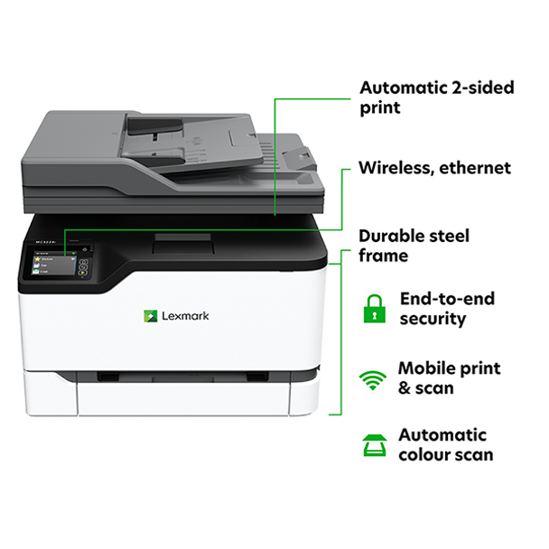 Lexmark MC3224i A4 Colour Laser All In One Printer 22 PPM Print Copy Scan Fax