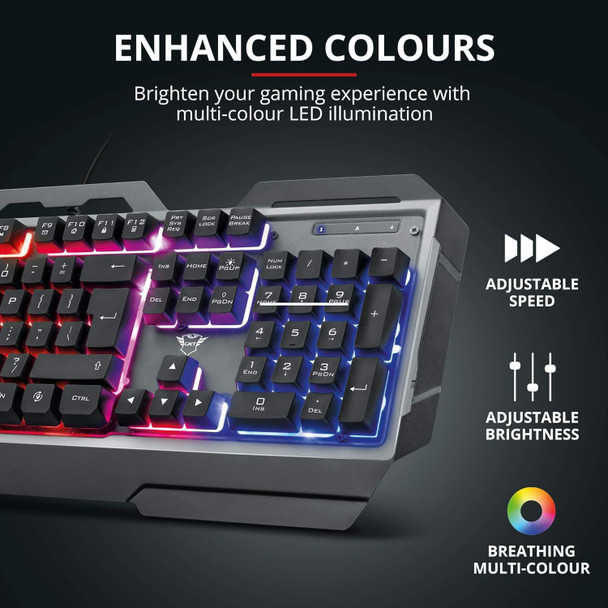 Trust GXT 856 Torac Metal Backlit Illuminated Wired Gaming Keyboard
