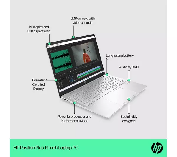 HP Pavilion Plus 14-eh0500sa 14" 2.2K Laptop Intel Core i5 1240P 512GB SSD
