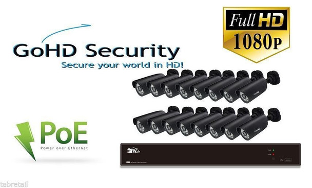 Go HD Security 16 Channel CCTV NVR with 2 x 1080p Night Vision PoE Cameras