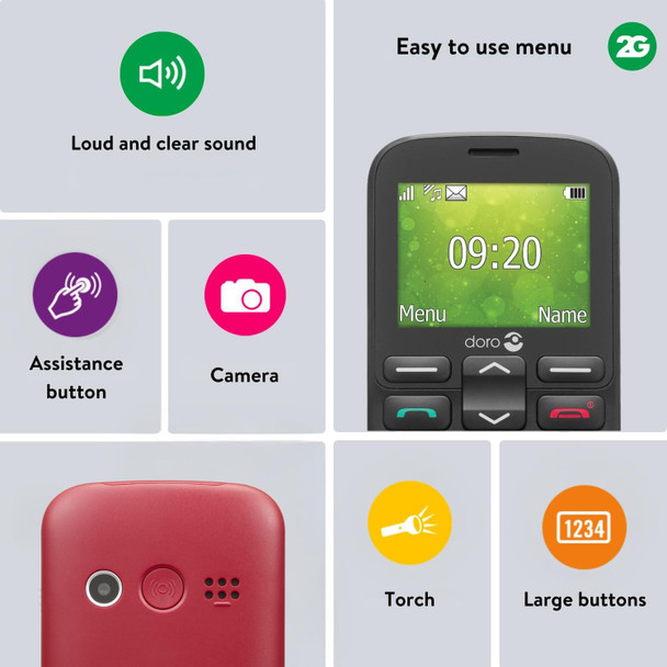 Doro 1380 Black Accessible Mobile Phone for Seniors