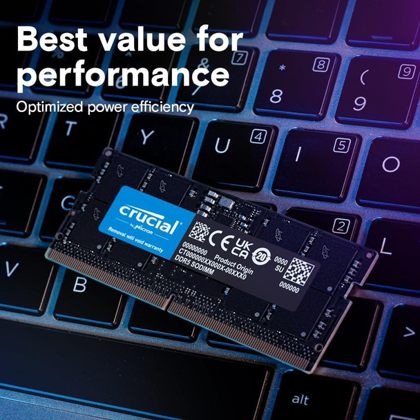 Crucial DDR5 RAM 16GB 5600MHz SODIMM, Laptop Memory CL46 - CT16G56C46S5