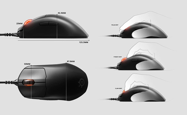 SteelSeries Prime+ TrueMove Pro+ Optical Wired Gaming Mouse - Black