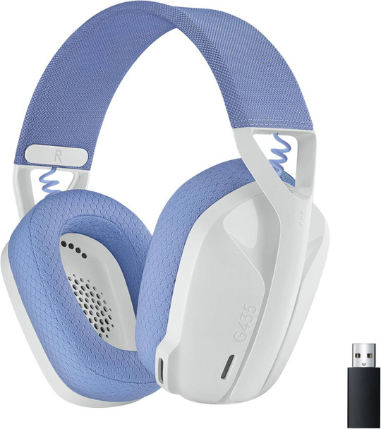 Logitech G435 Wireless Bluetooth Gaming Headset for PC, PS4, PS5 - White + Lilac