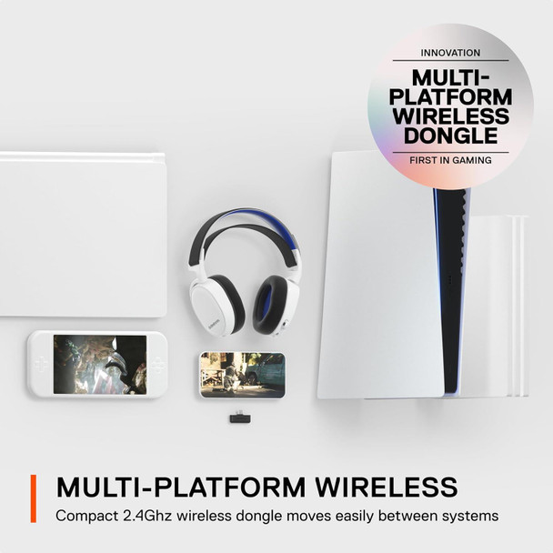 SteelSeries Arctis 7P+ Wireless Gaming Headset for PS5/ PC USB-C, White