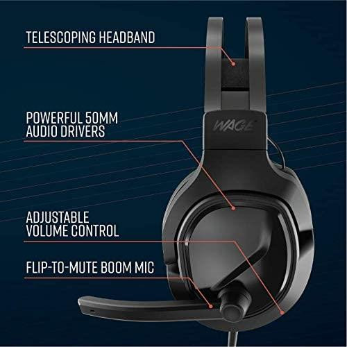 Wage Pro Universal Wired Over Ear Gaming Headset Black / Blue RFB