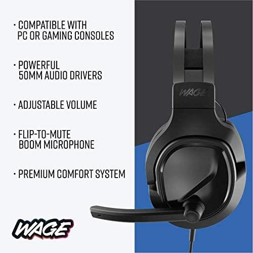 Wage Pro Universal Wired Over Ear Gaming Headset Black / Blue RFB