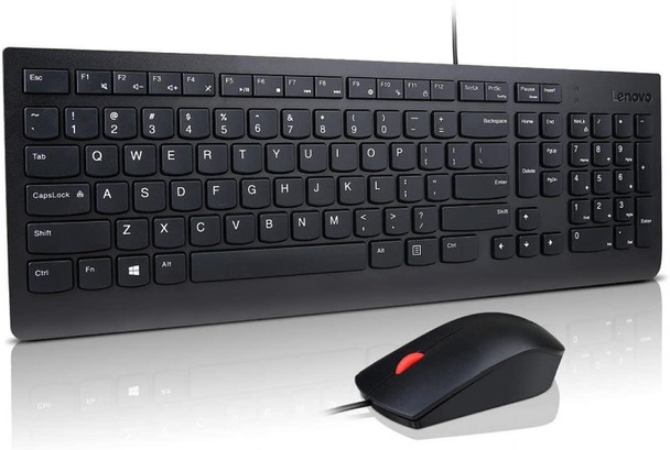 Lenovo Essential Wired USB Keyboard And Mouse Set - Black - UK Layout