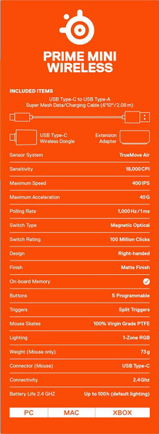 SteelSeries Prime Mini Wireless - Esports Performance Wireless Gaming Mouse