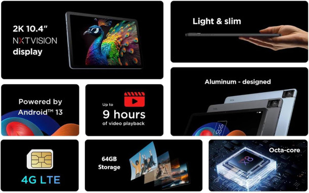 TCL Tab LTE 10 64GB Gen 2 Android Tablet