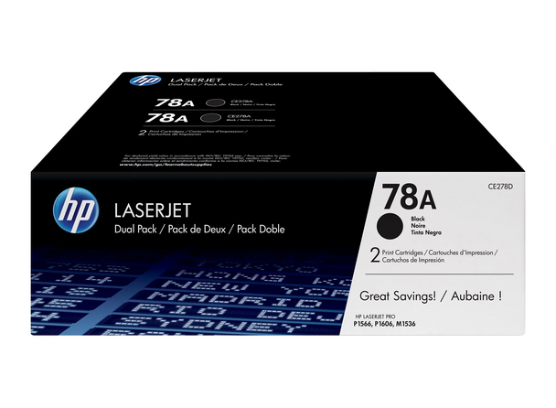 HP 78A 2-Pack Black Original LaserJet Toner Cartridges CE278AD Original
