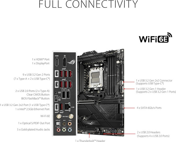 ASUS ROG Strix X670E-F Gaming WiFi ATX Motherboard - AM5, DDR5, PCIe 5.0
