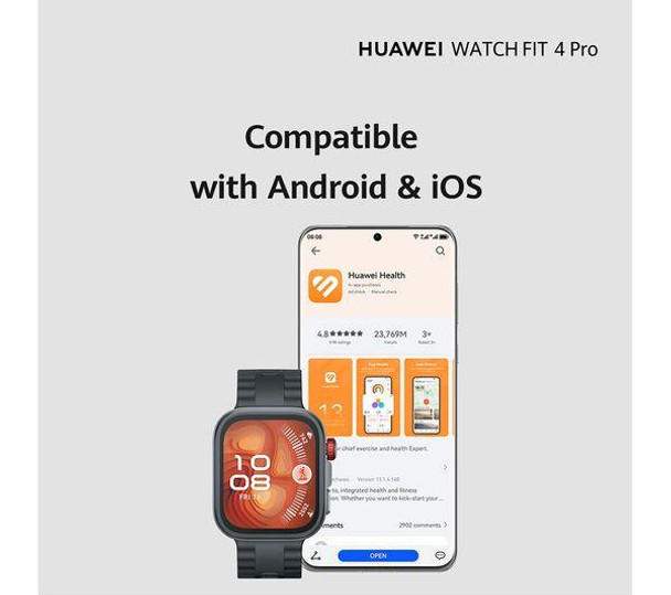 HUAWEI Watch Fit 4 Pro Smartwatch Titanium Black ECG GPS 10-Day Battery